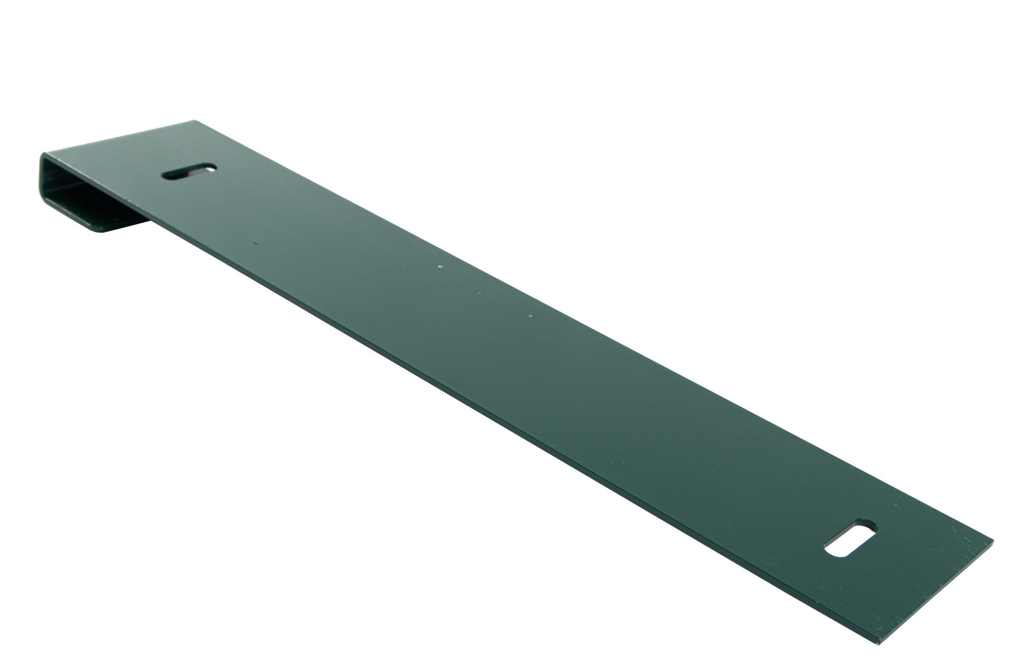 Green metal bracket on a white background