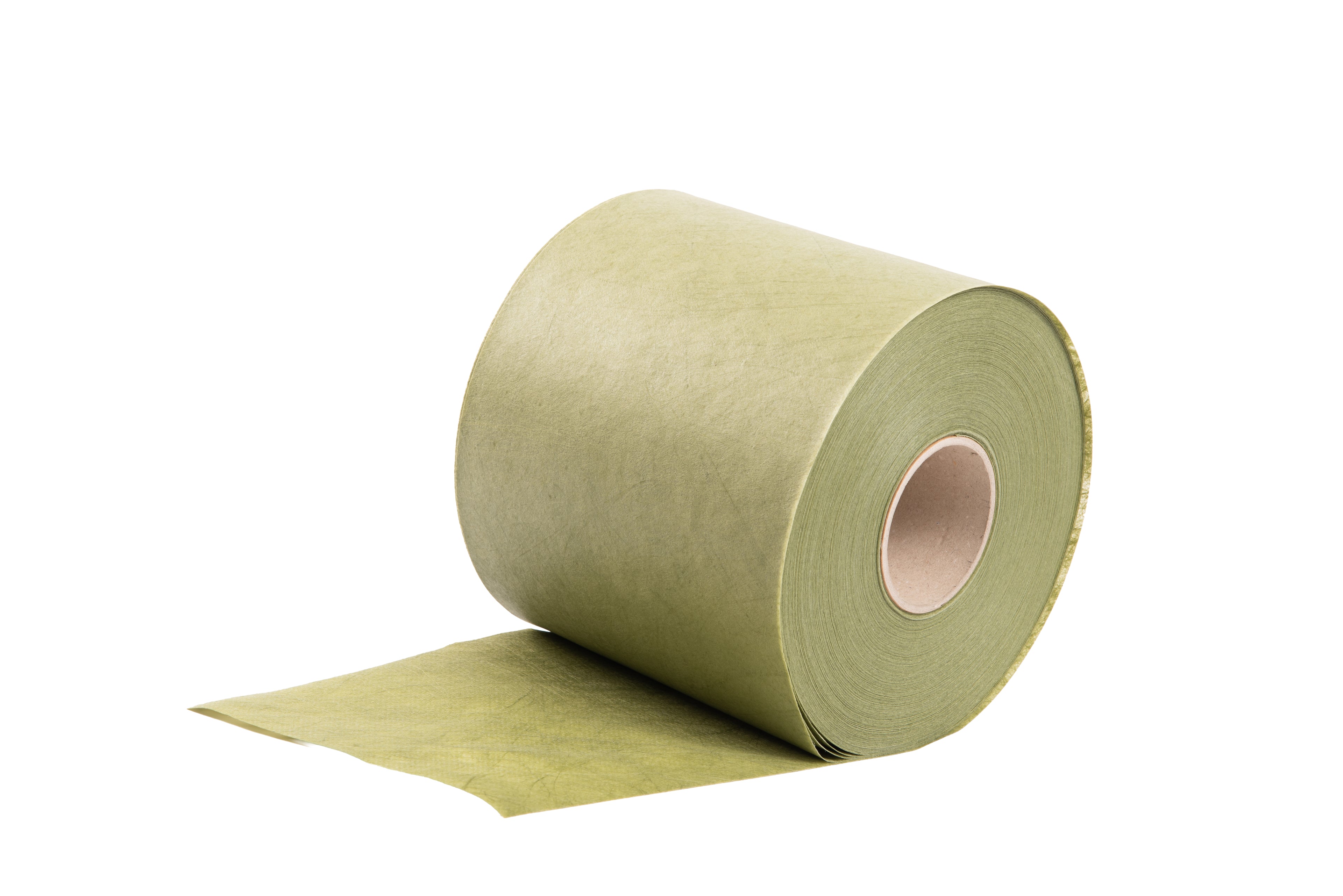 Roll of green tape on a white background
