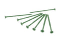 Green screws on a white background